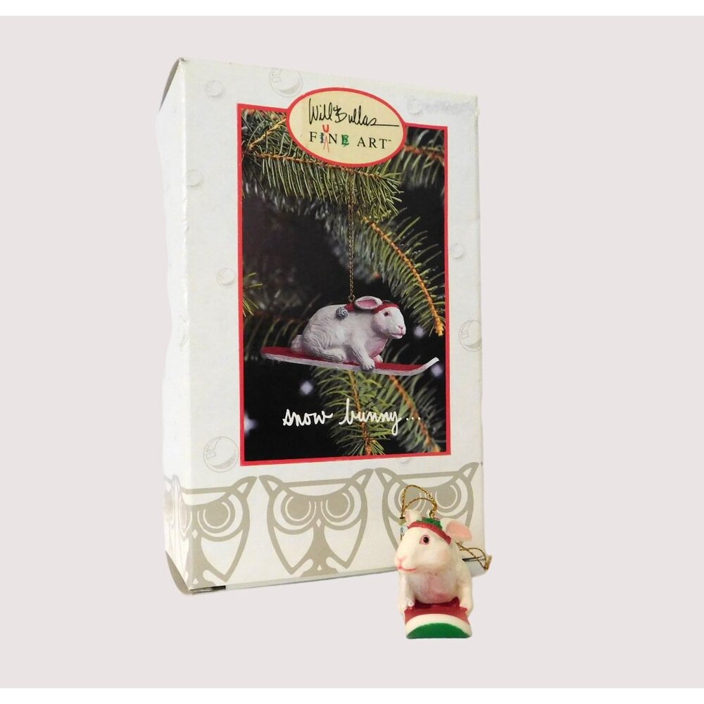 Greenwich Workshop Will Bullas Fine Art Snow Bunny Holiday Ornament White Red
